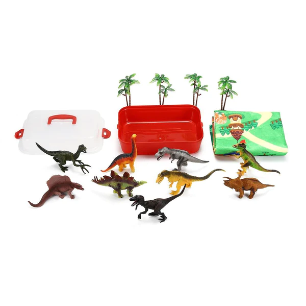 SOKA Realistic Dinosaur Toy Figure Set with Activity Play Mat & Trees for kids